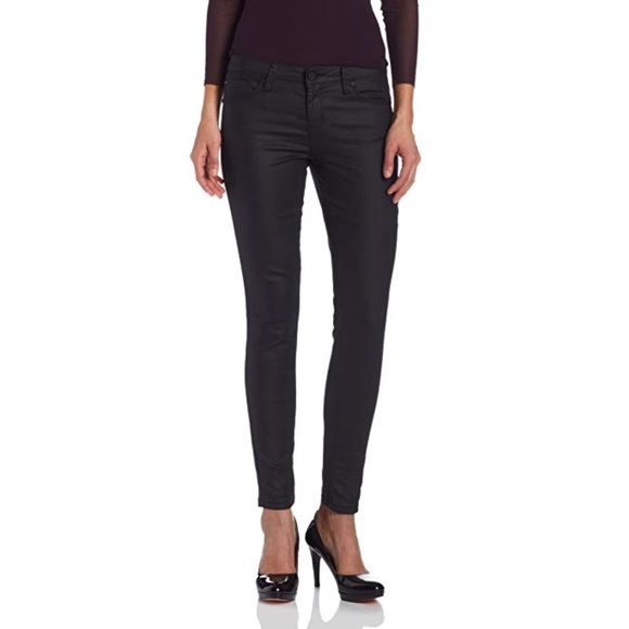 Leather Coated Black Skinny Motto Jeans - Picture 3 of 3